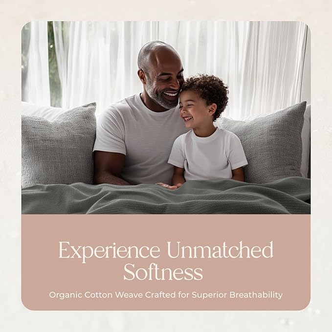 100% Organic Cotton Blanket - GOTS & Fairtrade Certified Organic Cotton Throw Blanket for Bed with Soft Warm & Breathable Single Knit Weave - Great as Bedspread or Coverlet (Gray, Twin)