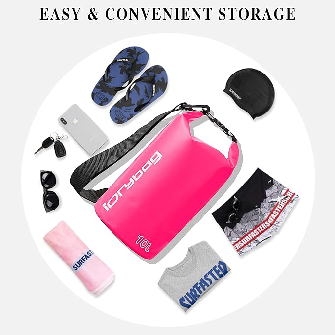 IDRYBAG Dry Bag for Kayaking Waterproof 2L/5L/10L/15L/20L, Small Dry Sack Waterproof Bag for Boating