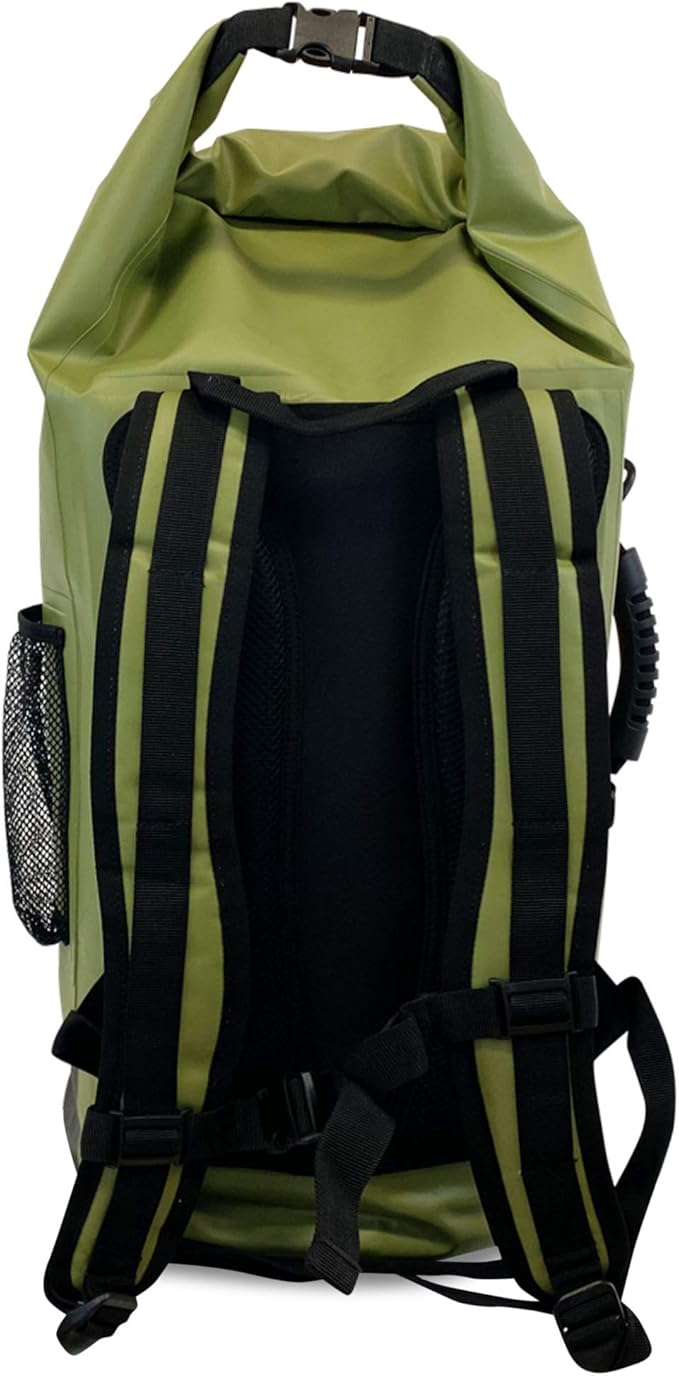 Malo'o 45L Waterproof Heavy Duty Backpack Dry Bags for Kayaking, Camping, Fishing, Hiking Daypack - Beach Accessories, Boat accessories, and Travel Gear - Fishing Rod Case Straps (Green)