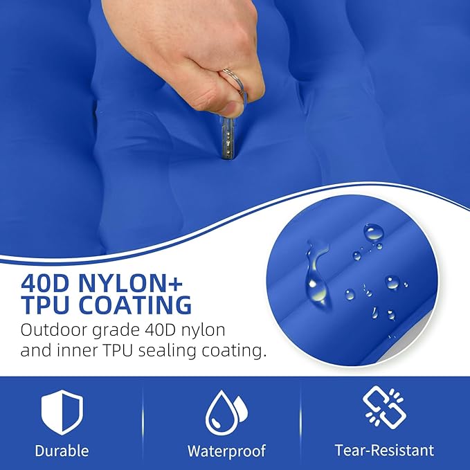 Camping Sleeping Pad, Extra Thick 5 Inch Camping Mat with Pillow Built-in Foot Pump Inflatable Sleeping Pads Compact for Camping Backpacking Hiking Traveling Tent