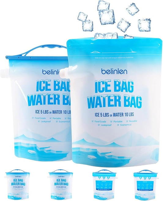 6 Pack Reusable Ice Bags for Cooler 5lb Cooler Ice Cube Bag with Sealed Sliding Handle, Long Lasting Cold Dry Freezer Packs Leakproof Ice Bag for Camping, Hiking, Fishing and Drinks(11 x 14)