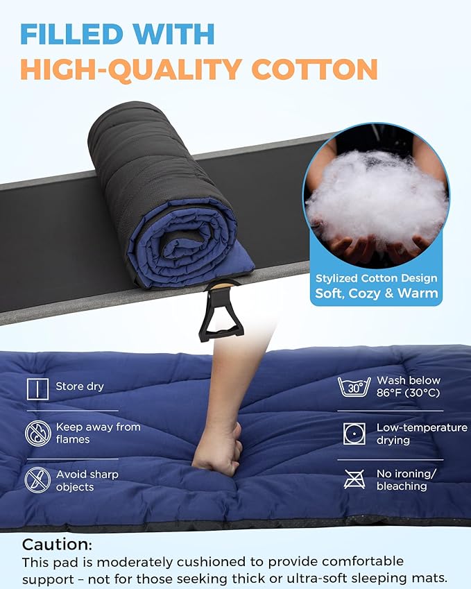 KingCamp Cot Mattress Pad, Portable Lightweight Cot Mattress, Non-Slip Camping Mat Soft Comfortable Non-Slip Cot Pad for Camp, RV Bunk