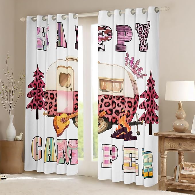 Erosebridal RV Camper Window Curtains 52" Wx84 L Leopard Print Blackout Curtains for Bedroom Living Room,Rustic Cheetah Animals Skin Window Treatments Outdoor Traveling Drapes Decor 2 Panels