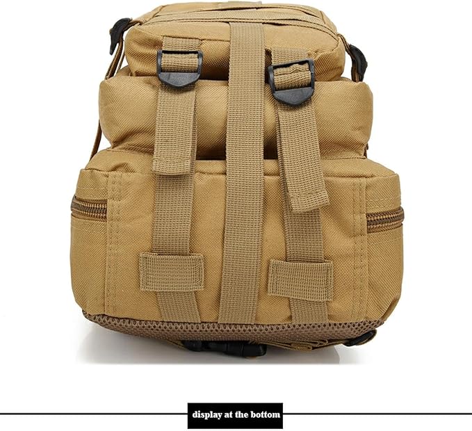 30L Comfortable Durable Military Tactical Backpack w/USA Flag Patch, MOLLE Hiking Camping Travel Bag,(khaki)