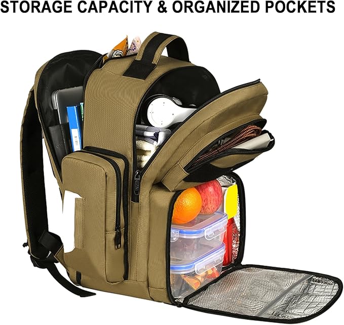 MATEIN Lunch Backpack for Men, 15.6 Inch Travel Laptop Backpack Insulated Cooler Bag Lunch box Rucksack, Extra Large Water Resistant College Work Computer Daypack Gifts for Men