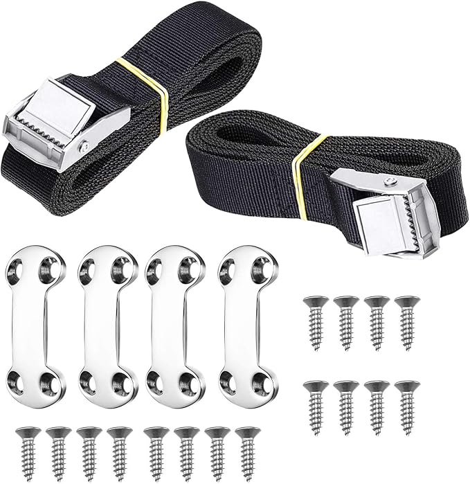 Cooler Tie Down Kit Compatible with RTIC YETI Coolers, Universal Cam Buckle Lashing Straps Prevent Sliding in Ship Deck Truck Chassis Trailers