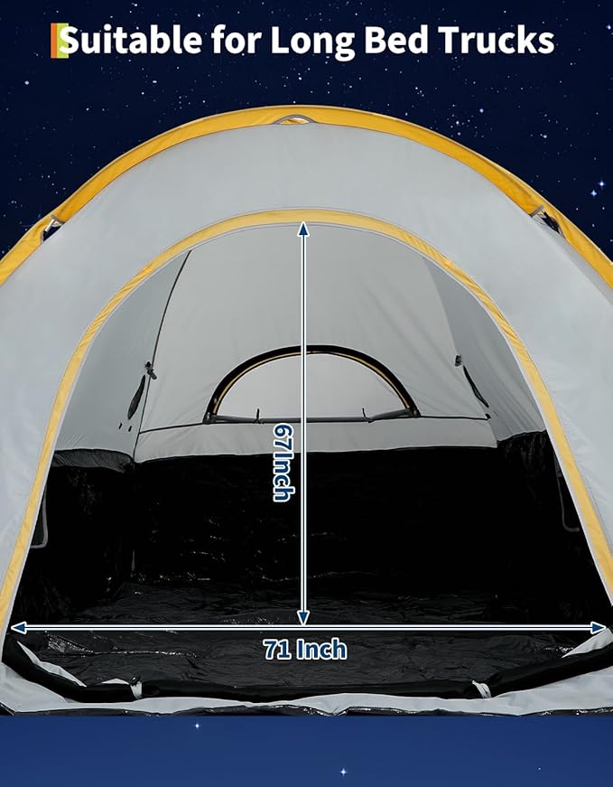Truck Bed Tent with Awning Pickup Truck Tent for 5–8.2 ft Bed Waterproof PU3000 Oxford Camping Tent Portable Truck Camper for Chevy Silverado 1500 F150 Ram 1500
