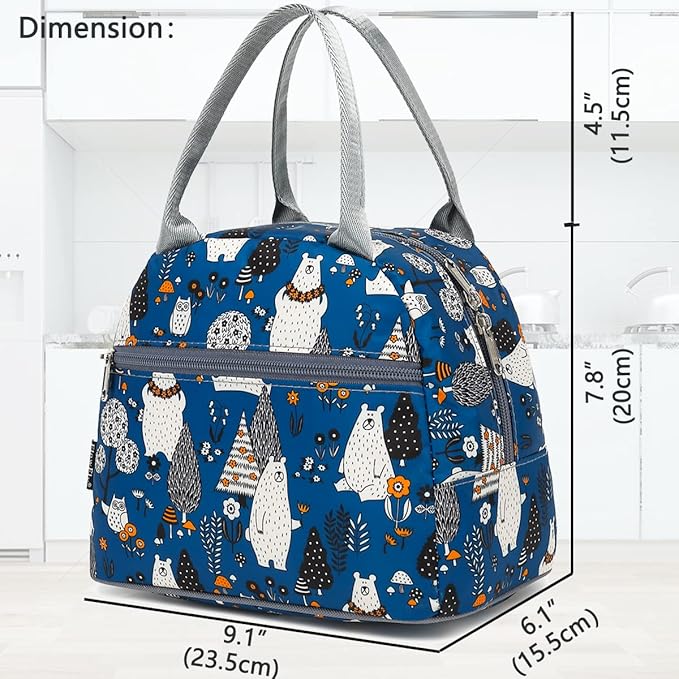 FlowFly Insulated Lunch Cooler Bag - Tote Bag Organizer for Women/Men, Owl