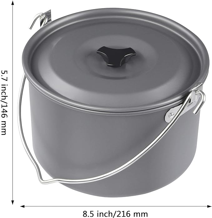 MyLifeUNIT Camping Pot Cookware, Portable Cooking Pot for Outdoor Camping Hiking, 5-Quart
