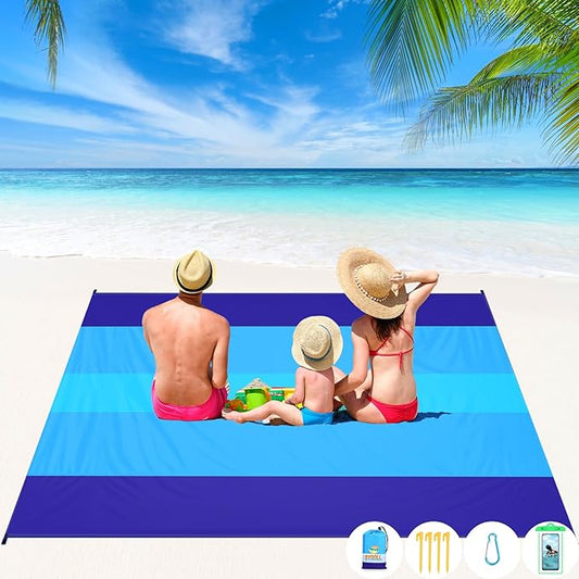BYDOLL Beach Blanket Waterproof Sandproof Large 78''×81''/10'×9' Sand Free Oversized Sandless Picnic Mat Water Proof Packable Lightweight Blanket for Beach Camping Hiking Travel
