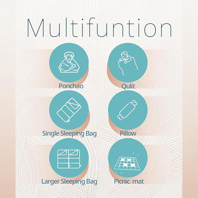 GEERTOP Lightweight Outdoor Camping Blankets for Adults, Compact Travel Blanket for Hiking Backpacking All Weather Sleeping Bag Quilt for Beach, Park, Stadium