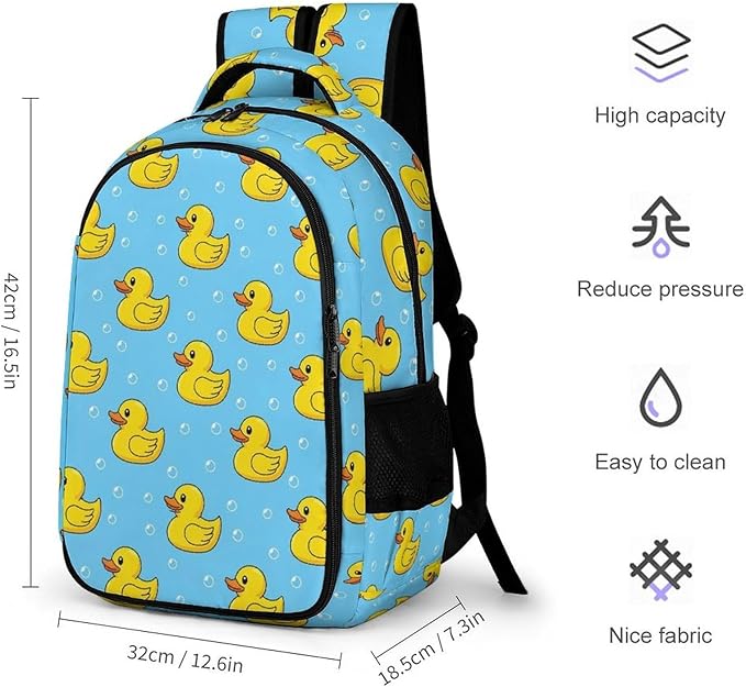 Large Capacity Travel Backpack Yellow Rubber Ducks, Carry On Anti Theft Laptop Backpack with Multi Compartments for Business Weekender Hiking