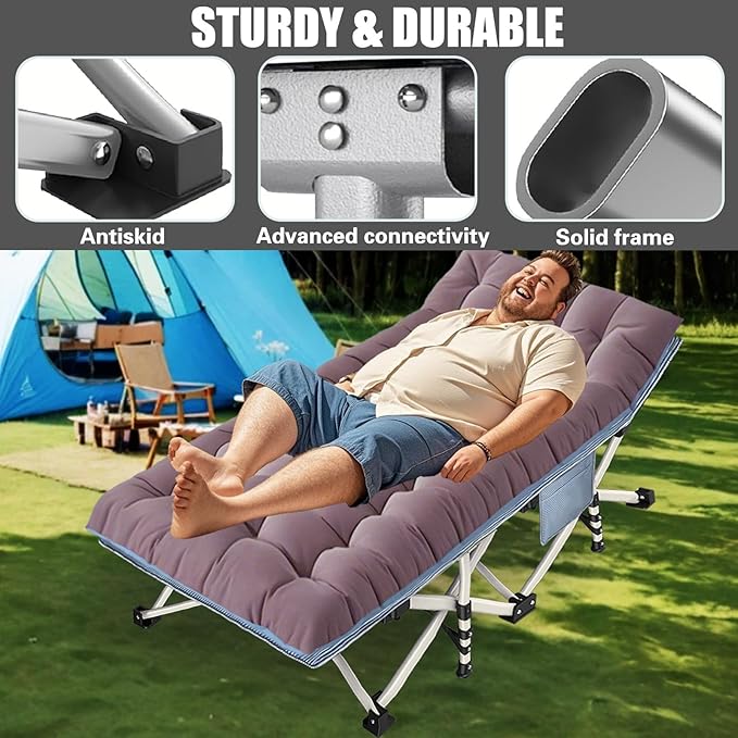 2 Pack Extra Large Cot 79" L x 32" W x 18" H Camping Cot with Comfortable Mattress XXL Sleeping cots for Adults 2 Person Camping Cots Include Carry Bag for Adults Hiking Camping Indoor Outdoor