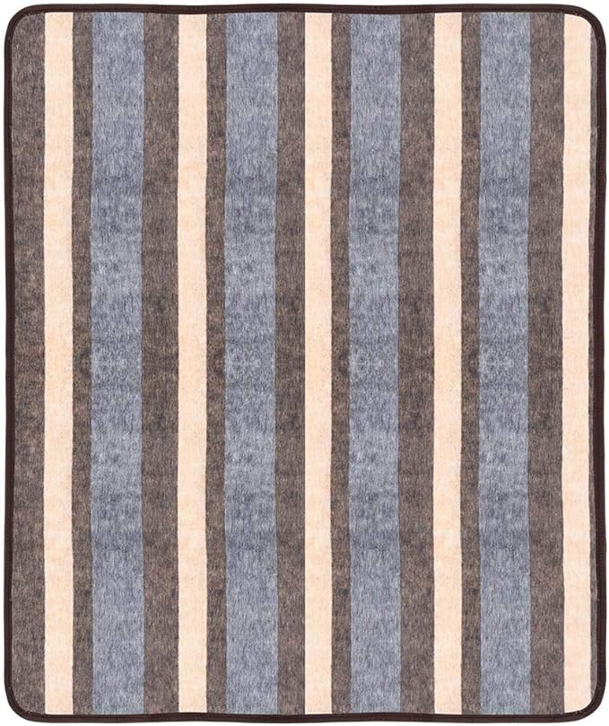 Alpaca Warehouse 100% Natural Alpaca and Sheep Wool Blanket Full/Queen Size Thick Heavyweight Comfortably Warm - Great for Outdoor Use - Striped Design 87" x 73" (Beige/Brown/Gray, Full/Queen)