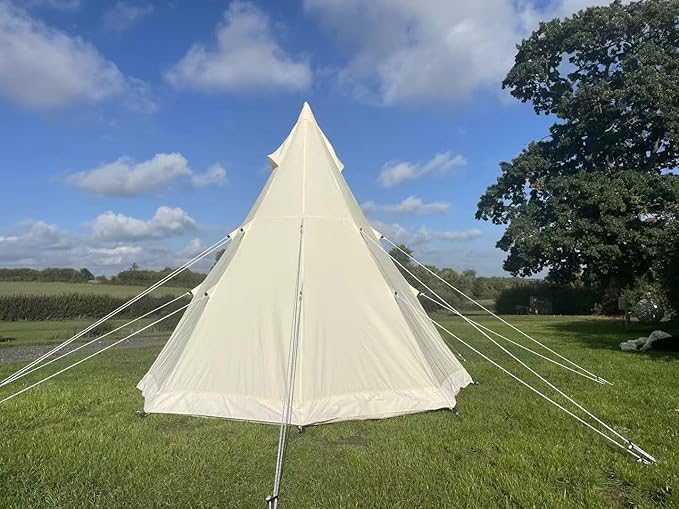 Bell Tent 4 Season 9.85ft Glamping, Hot Tent,Ideal for Family Camping, Hiking,Canvas with Aluminum Pole. Support Camouflage Fabric Customization