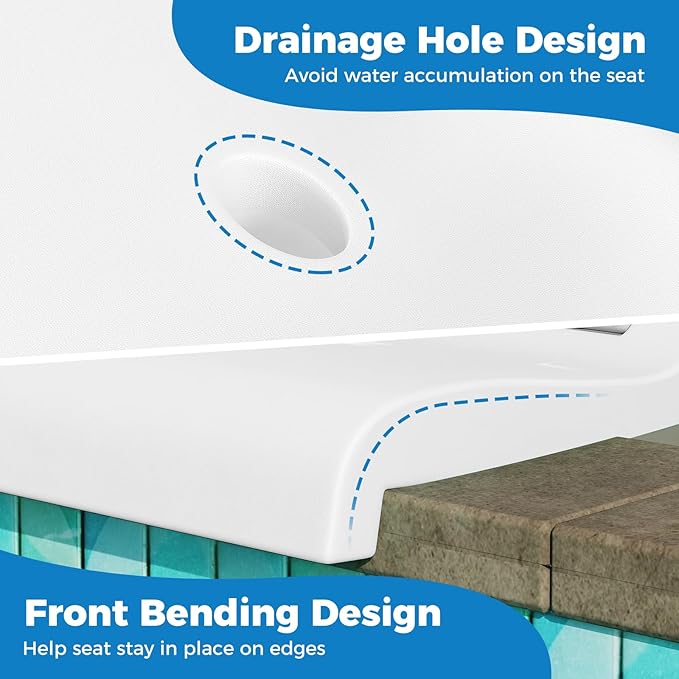 GYMAX 2 Pack Foldable Poolside Chairs for Edge of Pool, Portable Pool Chair with Handle, Drainage Hole, Lightweight Folding Flip Seat for Beaches, Camping, Fishing, Tailgating, Lawn (White,2)