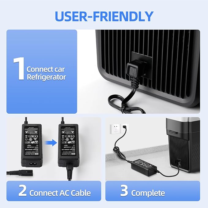 110~240V AC Power Cord Car Refrigerator, Car Freezer Portable Fridge Refrigerator，Power Cord Fits for 12V Car Freezer Portable Fridge from Most Brands