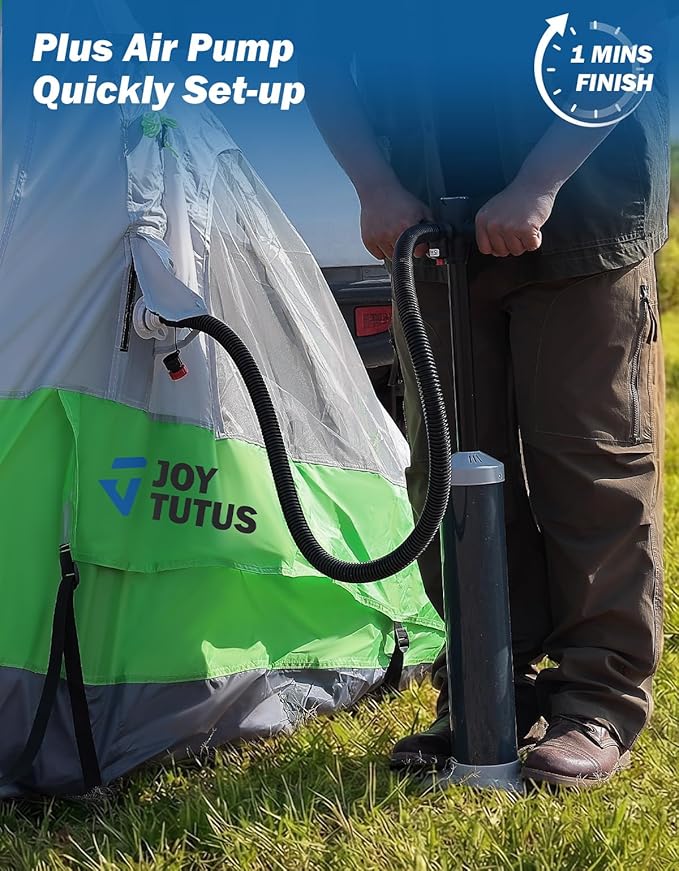 JOYTUTUS Inflatable Truck Bed Tent 5.5-6.5FT with Awning, Includes Air Pump for Quick 30S Setup, Dual-use Pickup or Camping Tent for 2 Person, Truck Tent with Waterproof Roof Shade and 3 Windows
