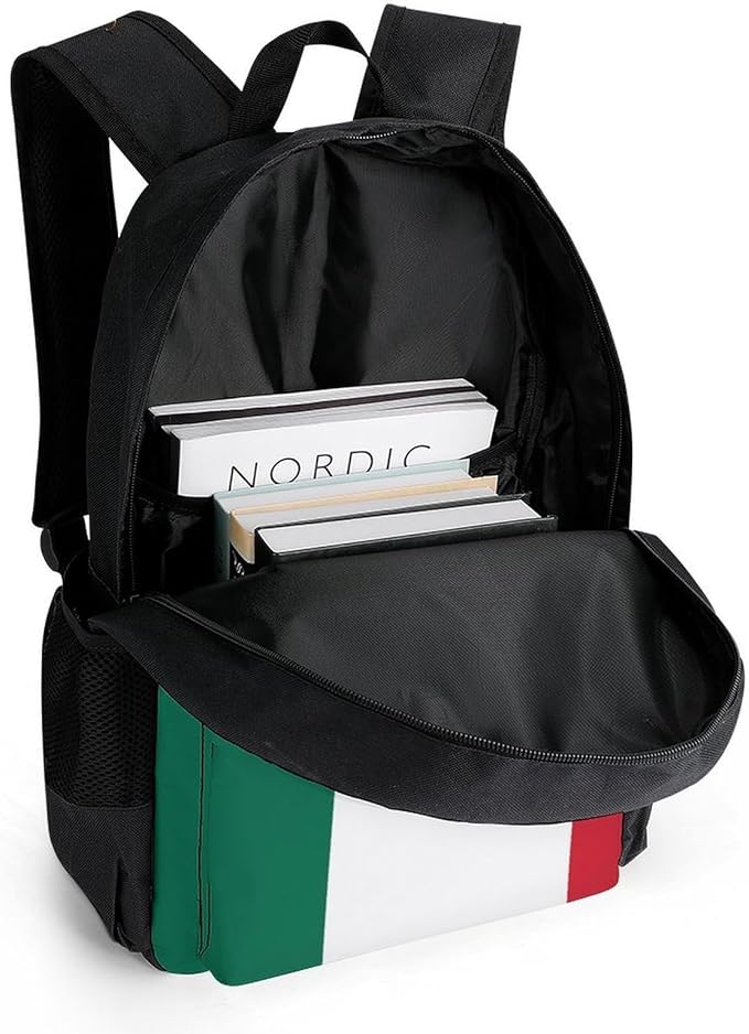 Daypack Backpack Anti-Theft Multipurpose Big Capacity Bookbag, Mexican Mexico Flag Business Computer Bag With Side Pockets