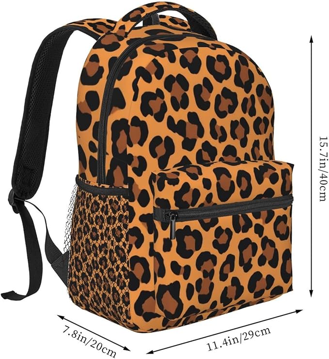 Lightweight Rucksacks for Climbing Outdoors Walking Cycling, Large Capacity Anti-Theft Multipurpose Carry On Bag, Brown Leopard Cheetah Art Camping Outdoor Backpack