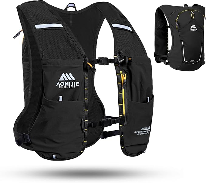 AONIJIE Running Hydration Vest for Men & Women, 8L Hydration Backpack, Multiple Pocket Designs for Water Bottles/Bladders, Lightweight Breathable for Hiking, Climbing, Marathon & Cycling