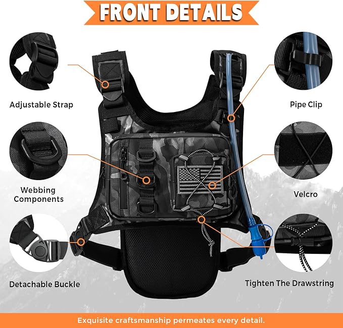 Outdoor Hydration Vest for Running & Hiking, Lightweight Breathable Water Backpack with 2.0L Bladder, Bounce-Free Chest Pack for Marathon, Cycling, Trekking for Men and Women