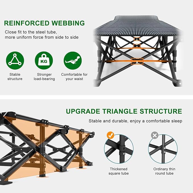 Camping Cot, Extra Wide with Thick Mattress, Folding Oversized XL 75" L x 28" W x 15" H Heavy Duty Sleeping Bed for Adult