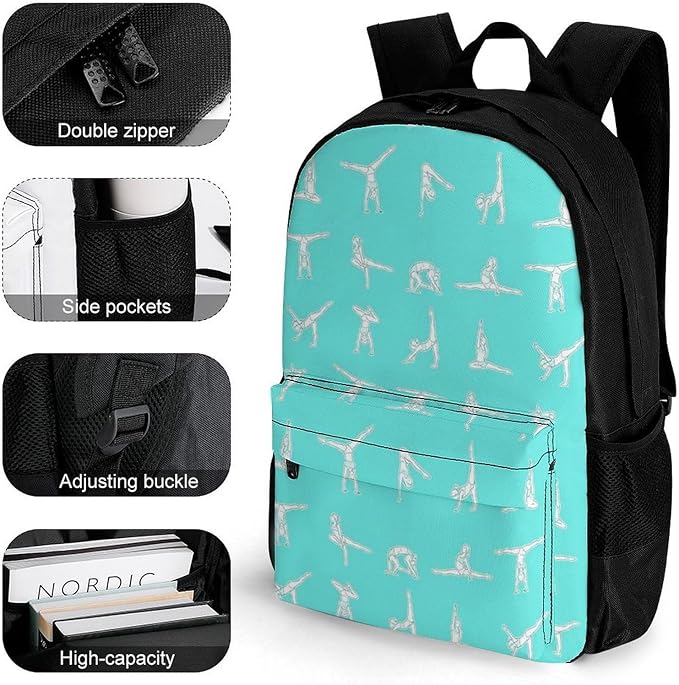 Supdreamc Polyester Daypack for Hiking Work Running, Big Capacity Anti-Theft Multipurpose Shoulder Bag, Gymnastics Gymnasts Travel and Sport Backpack Rucksack