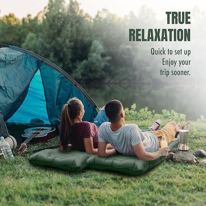 IFORREST Camping Sleeping Pad with Armrest & Pillow - Self-Inflating Air Mattress - Rollover Protection - Ultra-Comfortable Mat - Lightweight for Tent, Cot, Backpacking(XL)