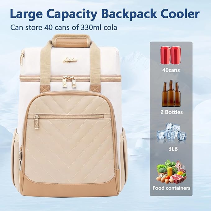Backpack Coolers Insulated Leak Proof for Women Men, 35 Cans Large Capacity Waterproof Cooler Backpack, Soft Portable Cooler Bag for Beach Travel Camping Picnic Work