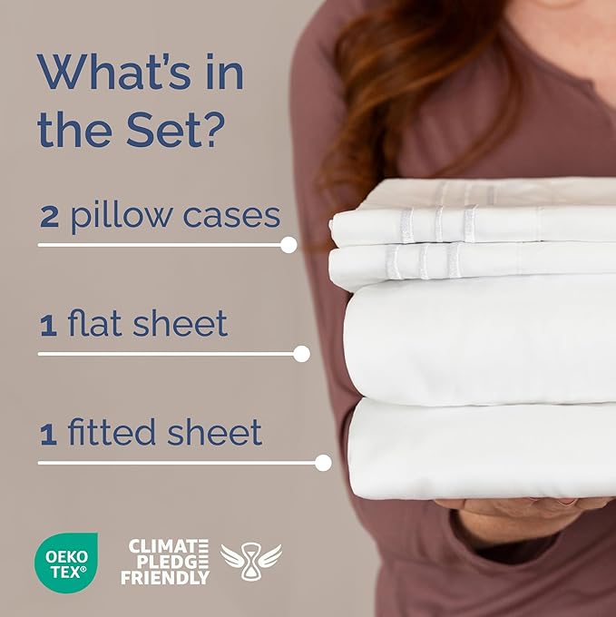 Full XL Bed Sheet - 4 Piece Full XL Bed Sheets Set - Soft, Breathable & Cooling - Hotel Luxury Bedding for Women, Men, Kids, Teens, Boys & Girls - Deep Pockets, Comfy, Fade and Wrinkle Free - White
