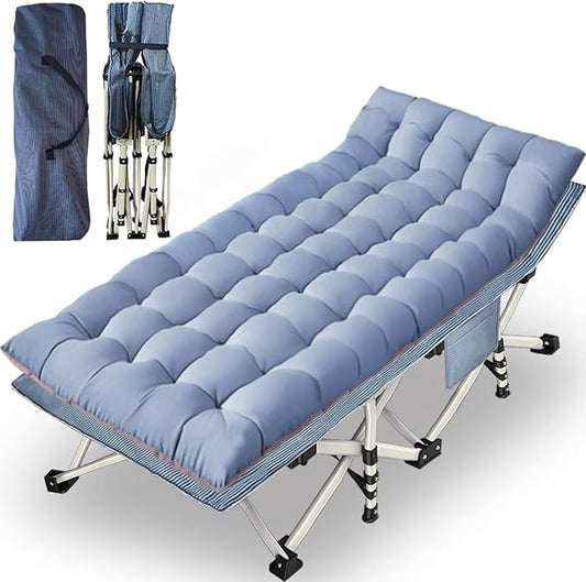 79" L x 32" W x 18" H Camping Cot with Comfortable Mattress for Adults Oversize XXL Cots for Sleeping Camping Bed Folding Cot Heavy Duty with Carry Bag for Home Outdoor Travel