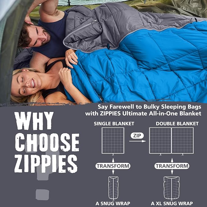 3M Thinsulate Insulation Puffy Camping Blanket for Cold Weather, Queen Size Warm Camping Quilt with Zipper, Waterproof Outdoor Sleeping Bag for Hammock, Cozy & Versatile Gift for Men and Women