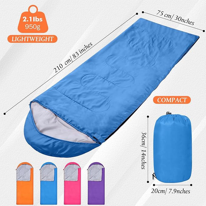 Macarrie 4 Pcs 0 Degree Camping Sleeping Bags Bulk for Adults 4 Season Warm Cold Weather Sleeping Bags with Compression Sack Lightweight Portable Waterproof for Backpacking Hiking Outdoor
