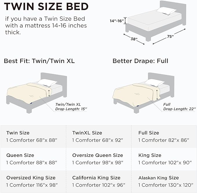 Bedsure Comforter Duvet Insert - Quilted Comforters Twin Size, All Season Duvet, GentleSoft Down Alternative Bedding, with 8 Tabs, Gifts for Women/Men, Beige, Twin 88 x 68 Inches