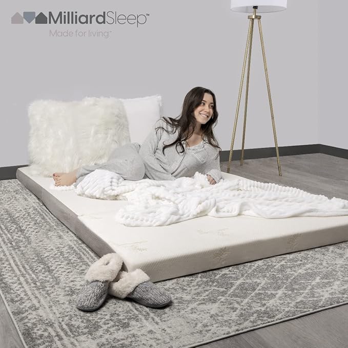 Milliard Trifold Mattress, Single Size, 4 inch, Portable Foldable Mattress Single with Medium Firm Foam, Washable Cover, Tri-Folding Floor Bed, Fold Up Guest Bed, RV Travel, Camping, 75" x 25”