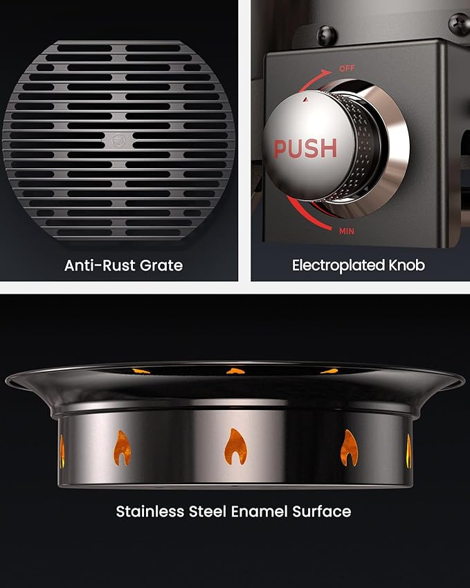 Ciays Large Propane Fire Pit 19 Inch, Gas Fire Pit with Grill Grate, Folding Legs, Hose Hooks, Propane Tank Holder, Cover & Carry Strap, CSA Certified Portable Outdoor Fire Pit for Camping, 58,000 BTU