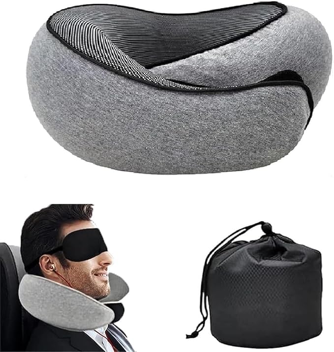 Travel Pillow,Travel Neck Pillow,Travel Pillows for Airplanes,Memory Foam Travel Pillow Neck Pillow for Traveling Suitable for Airplanes,Offices and Cars(Dark Grey)