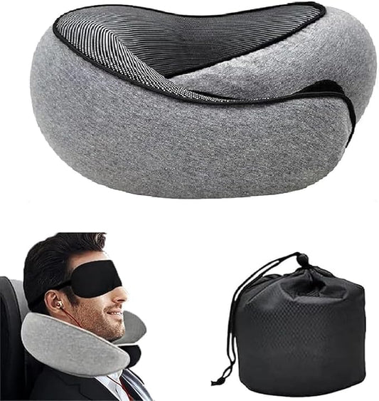 Travel Pillow,Travel Neck Pillow,Travel Pillows for Airplanes,Memory Foam Travel Pillow Neck Pillow for Traveling Suitable for Airplanes,Offices and Cars(Dark Grey)