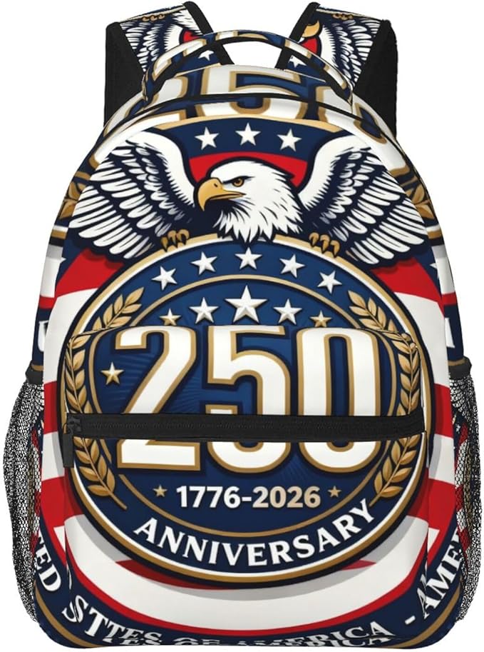 Daypack Backpack Polyester Multipurpose Anti-Theft 250th Anniversary 1776-2026 Patriotic Eagle Art Shoulder Bag Big Capacity Gym Outdoor Hiking Backpack With Smooth Zippers