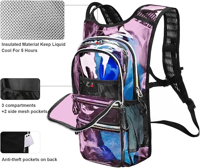 Hydration Backpack Pack, Water Backpack 20L Capacities Included 2L Hydration Bladder, Festival Essential - Rave Hydration Pack Hydropack Hydro for Hiking, Festival Gear