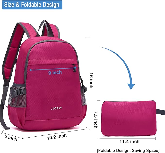 YZAOLL 20L Small Hiking Backpack Lightweight Day Packs, Packable Backpack for Women Men Travel Camping Vacation,Rose