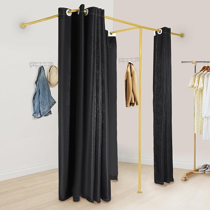 F-Dressing Room Privacy Protection Changing Room Divider - F-Shaped Black Curtain Room Divider for Boutique Fitting Room