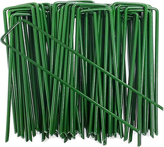 6 Inch Garden Stakes Galvanized Landscape Staples,U-Type Turf Staples for Artificial Grass, Rust Proof Sod Pins Stakes for Securing Fences Weed Barrier, Outdoor Wires Cords Tents Tarps, 50 Pcs