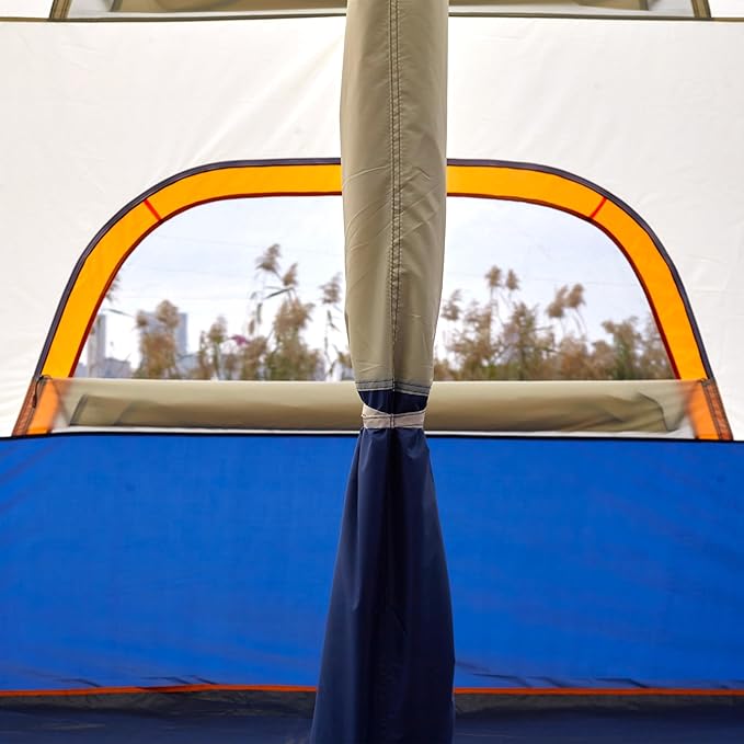 KTT Extra Large Tent 6-10-12-14 Person(Style-B),Family Cabin Tents,2 Rooms,3 Doors and 3 Windows with Mesh,Straight Wall,Waterproof,Double Layer,Big Tent for Outdoor,Picnic,Camping,Family Gathering