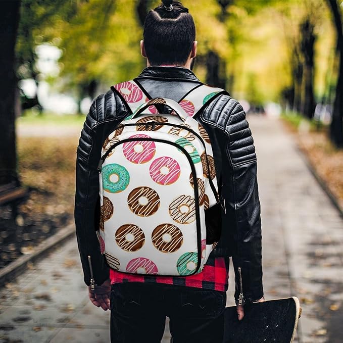 Carry On Anti Theft Laptop Backpack Sweet Donut, Large Sturdy Travel Bag with Multi Compartments for Business Weekender Hiking