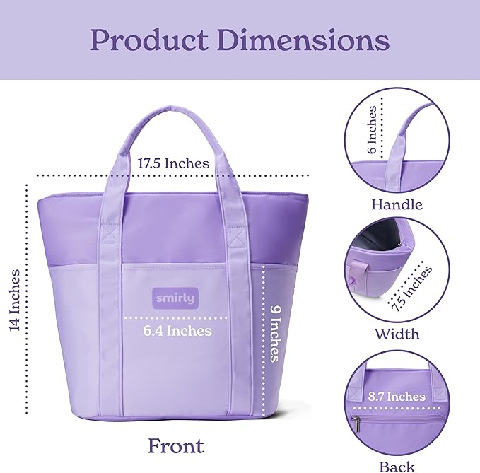 SMIRLY Large Insulated Cooler Bag, Thermal Insulated Grocery Bags, Collapsible Cooler Tote for Travel,Beach or Picnic