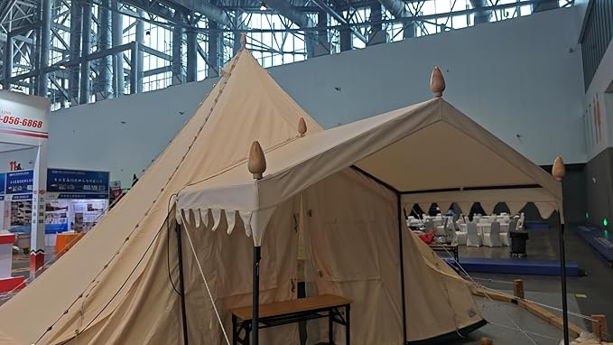19.68 * 13.1ft Canvas Tent Bell Tent Glamping, 4 Seasons Yurt Tent for Camping, Heavy Cotton Canvas Tent for Family Camping, Outdoor Hunting, Bell Tent with 8.53ft*6.56ft Porch