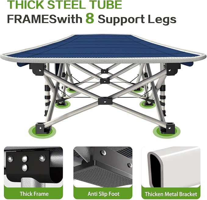 Camping Cot with Comfortable Mattress Cots for Sleeping with Pad Heavy Duty Camping Bed Sleeping Bed Include Carry Bag Camping Cots for Adults Home Office Vocation Outdoor Nap