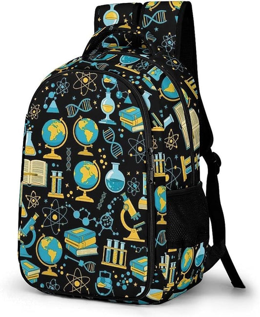 Casual Laptop Backpack Purse Math Physical Chemical Biology Science, Cute Travel Bag with Tumbler Holder for Nurse Teacher College Commute